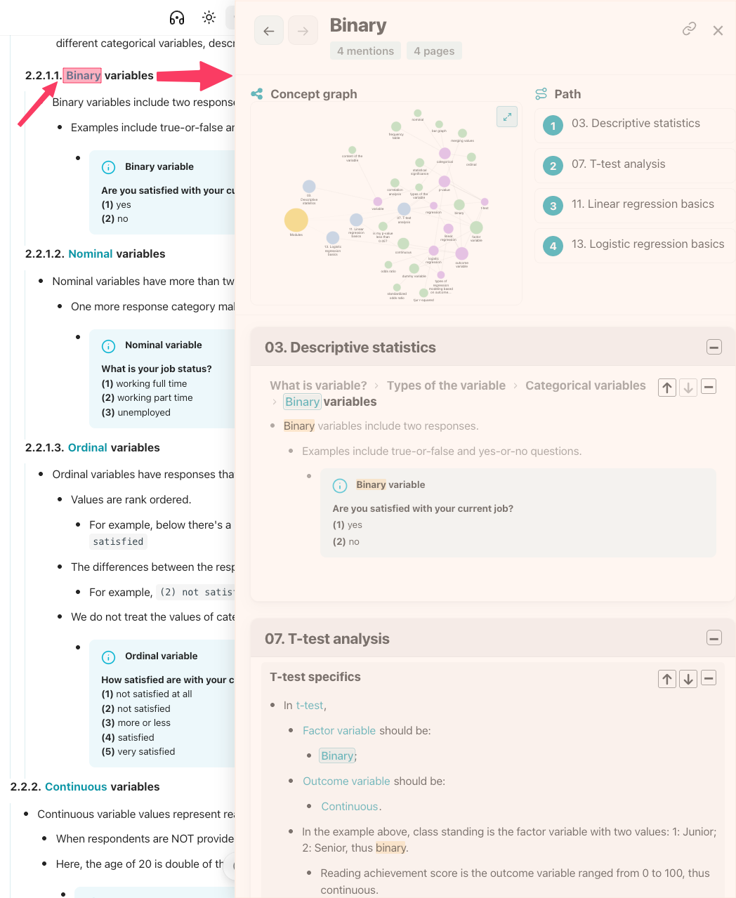 Sample pane in Knotis